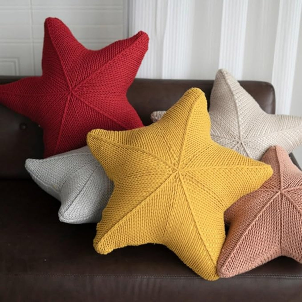 Hand-Knitted Starfish Cushion for Coastal Decor