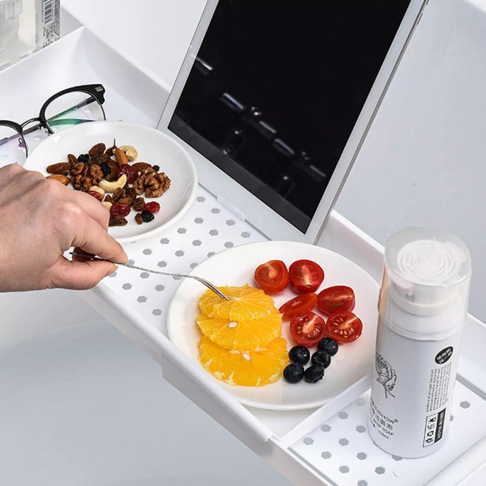 Adjustable Bathtub Caddy Tray with Non-Slip Grip
