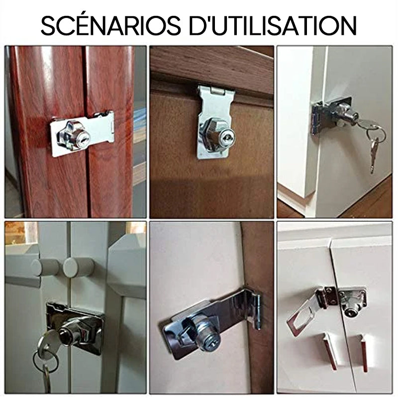 Zinc Alloy Drawer Lock with Key Storage - No Drill Installation