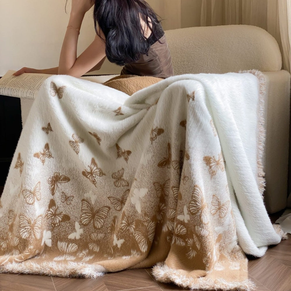 Oriental-Inspired Jacquard Mink Blanket