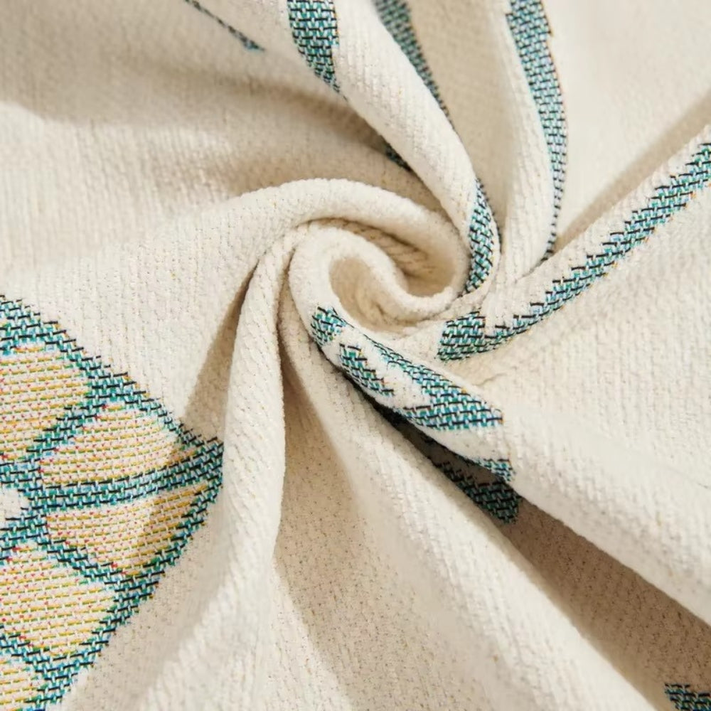 Chenille Geometric Sofa Cover in Meringue