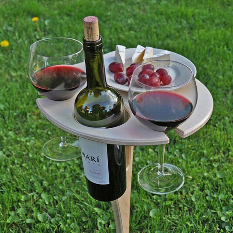 Foldable Birch Plywood Wine Rack Table for Outdoor Picnics
