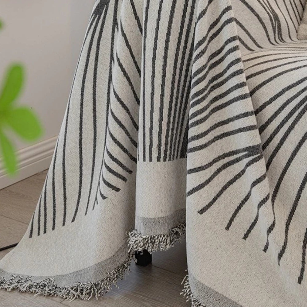 Chenille Wave Pattern Sofa Cover with Tassels