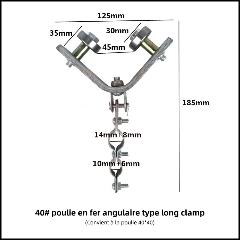 Adjustable Angle Iron Pulley with Safety Clamp
