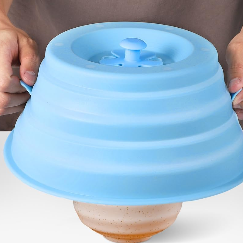 Collapsible Magnetic Silicone Microwave Cover with Steam Vents