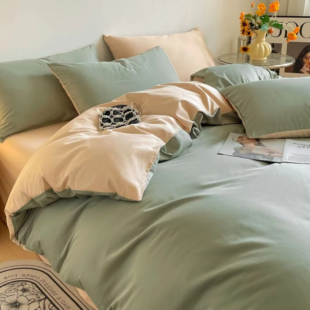 Cotton Duvet Cover Set with Zipper Closure and Pillowcases