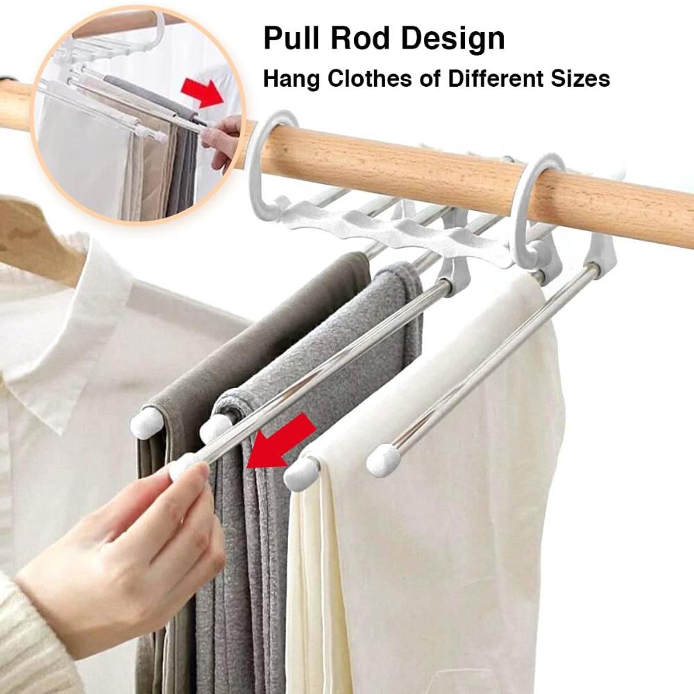 Foldable Stainless Steel Pants Rack for 5 Trousers and Jeans
