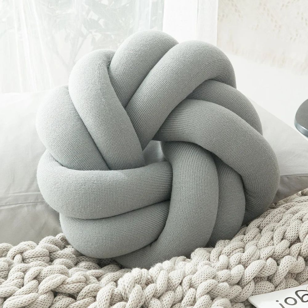 Pretzel-Shaped Hand-Knotted Lumbar Cushion