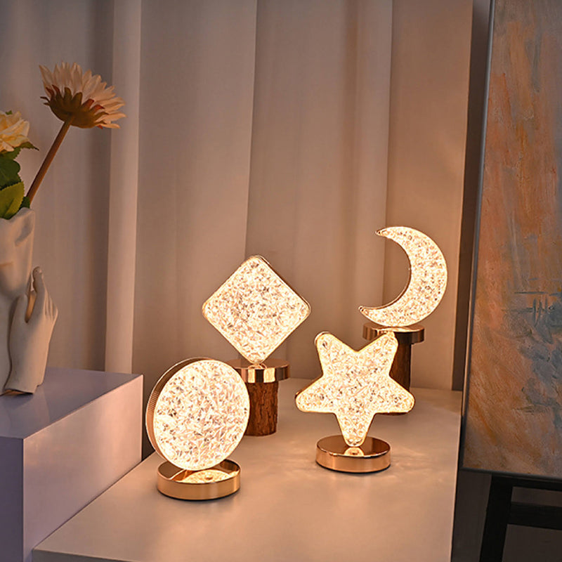 Star and Moon Metal Table Lamp with USB Charging