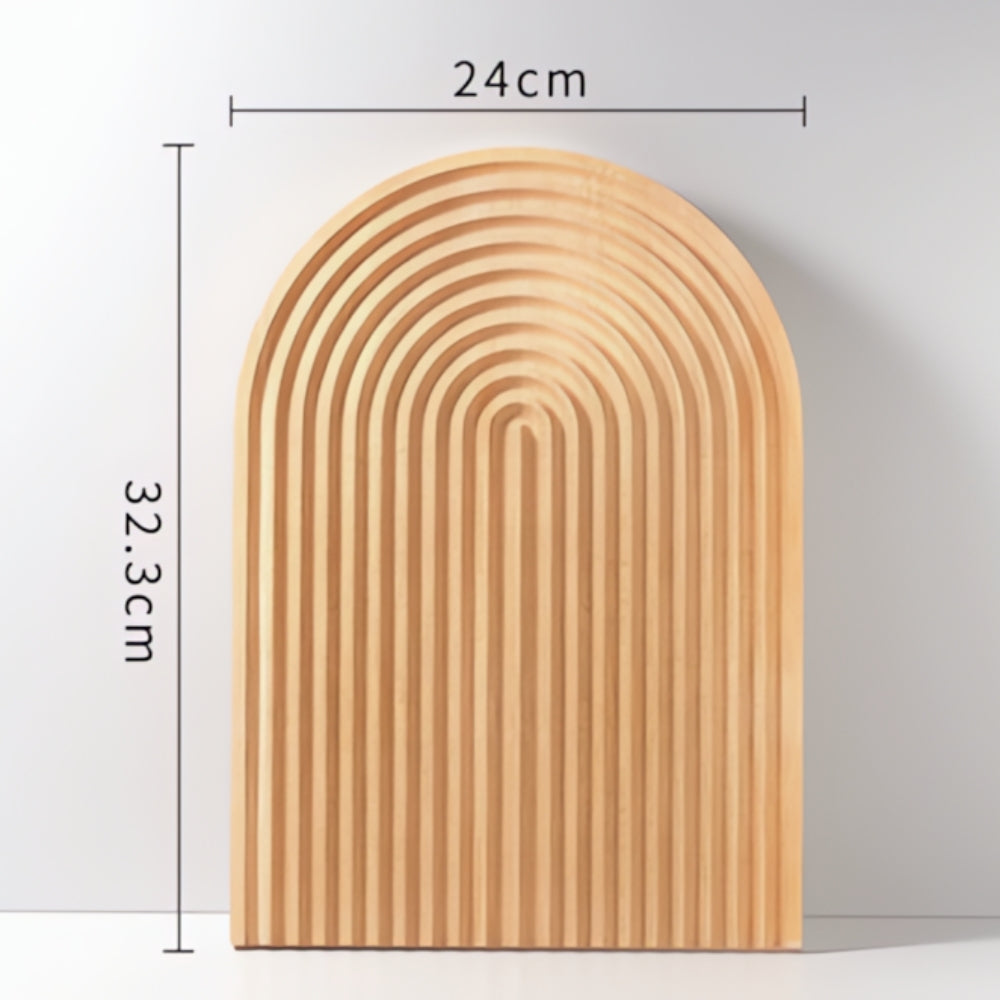 Rippled Wooden Serving Tray with Polished Finish