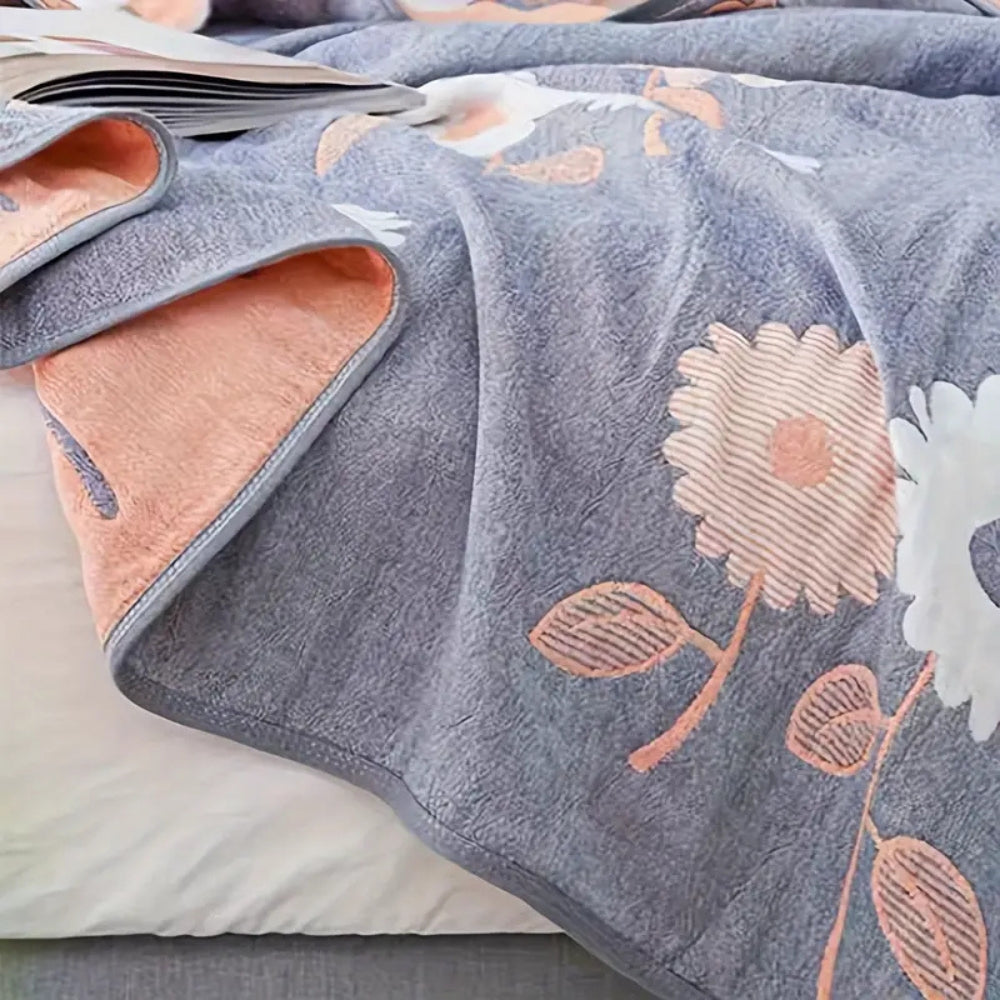 Reversible Floral Cotton Throw Blanket