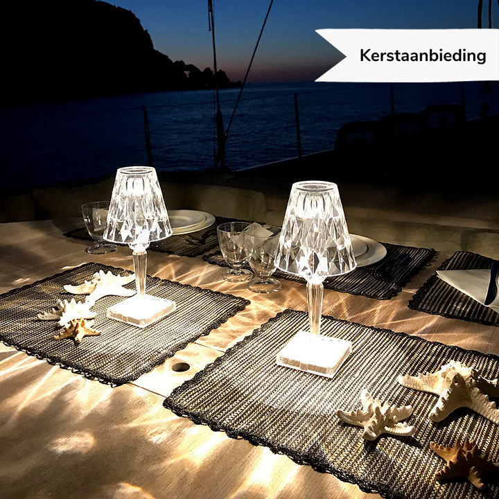 Dimmable Crystal LED Table Lamp - Wireless Rechargeable Mood Light