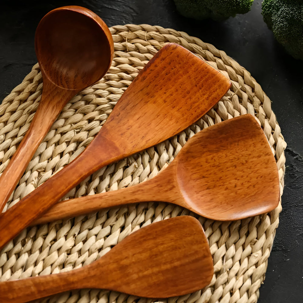 Premium Natural Hardwood Kitchen Utensil Set
