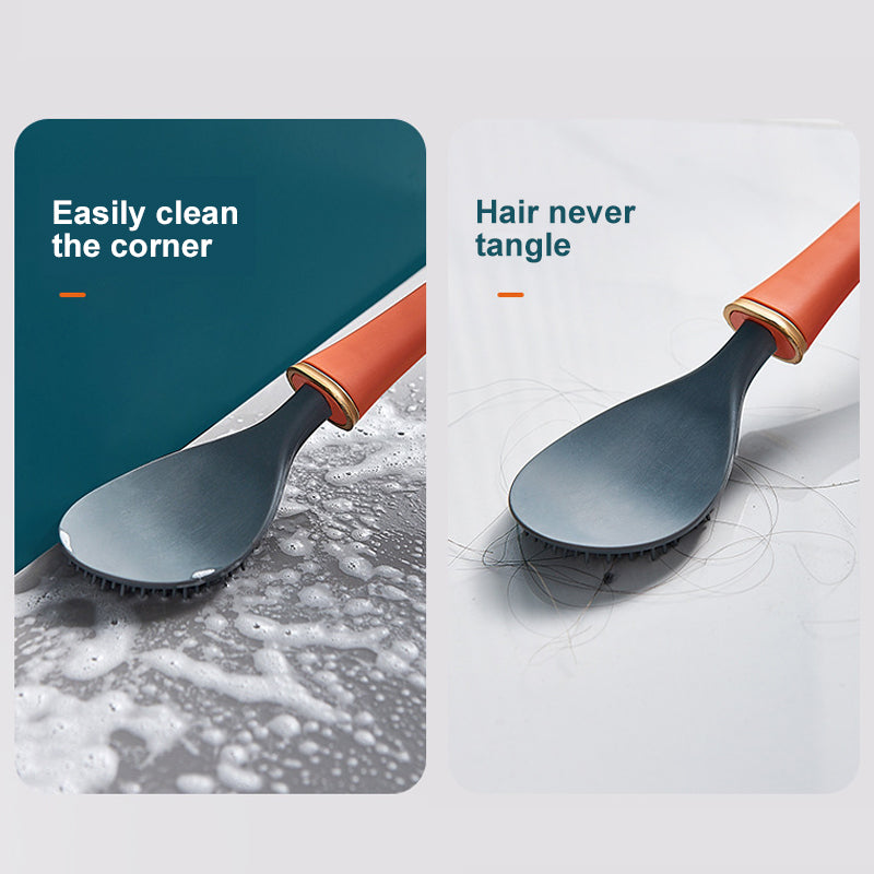 Long-Handled Silicone Toilet Cleaning Brush with Wall Mount