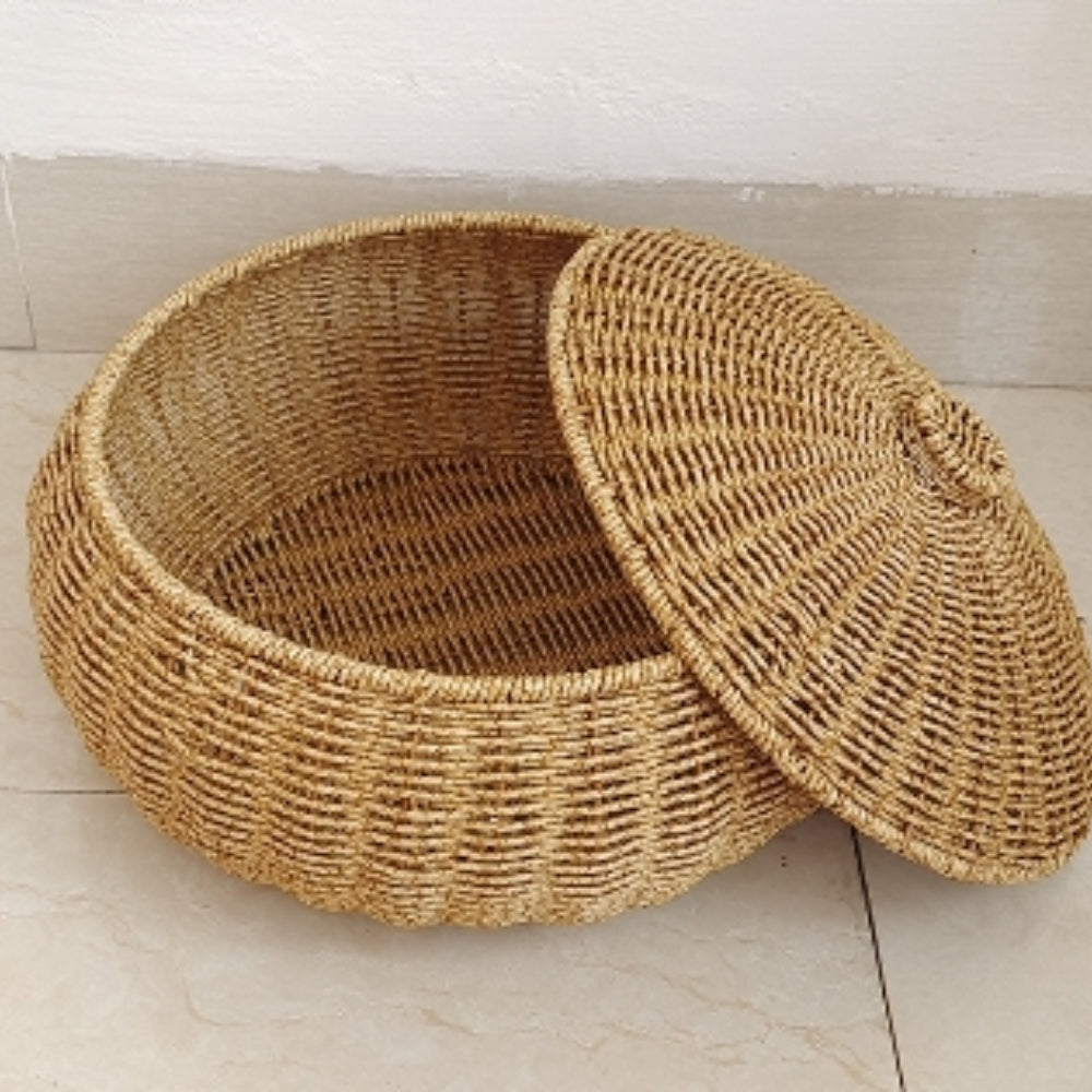 Dome-Shaped Woven Rattan Storage Basket with Lid