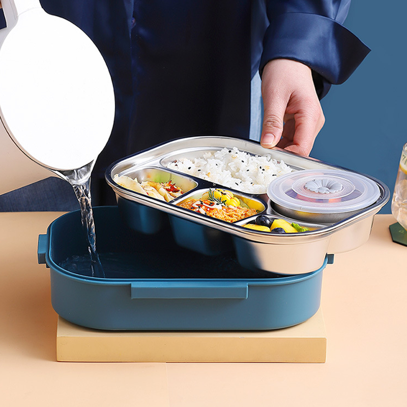 Stainless Steel Insulated Bento Lunch Box with Soup Bowl and Compartments