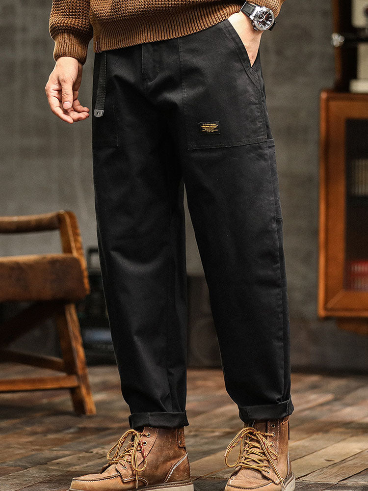 Men's Vintage Utility Pants with Pockets and Belt