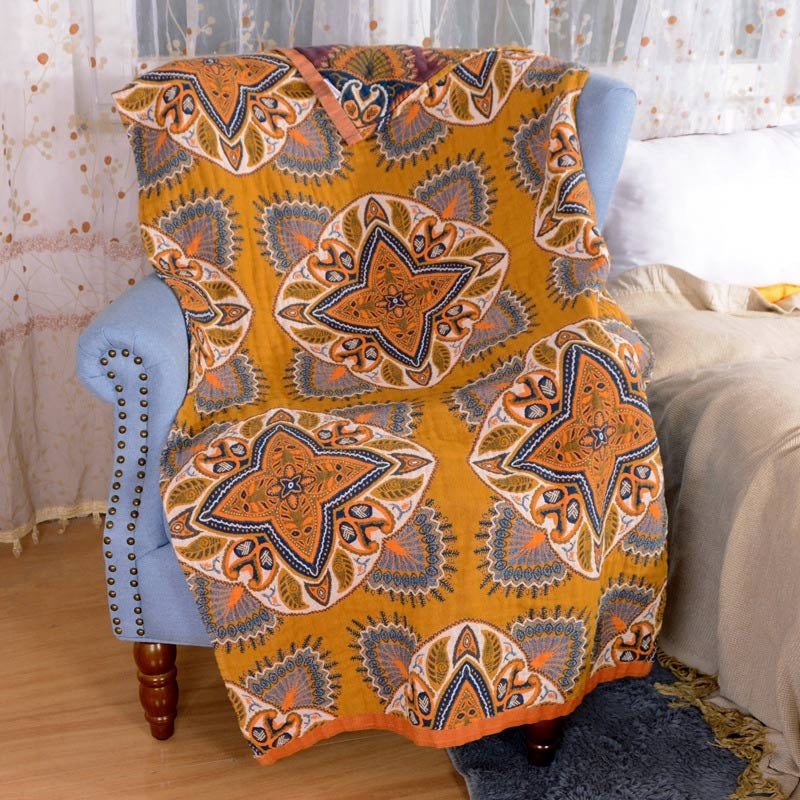 Reversible Diamond and Floral Cotton Bath Towel