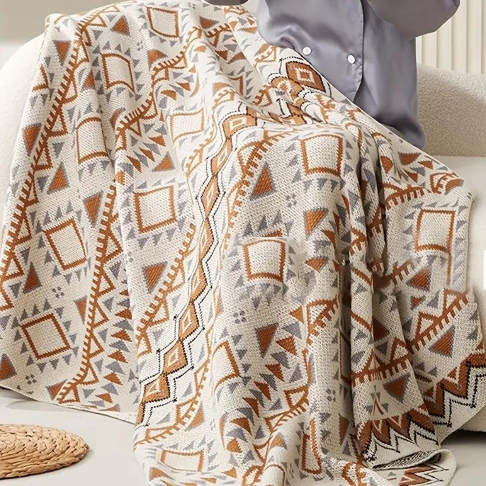 Boho Chic Tassel Blanket in Polyester-Cotton Blend