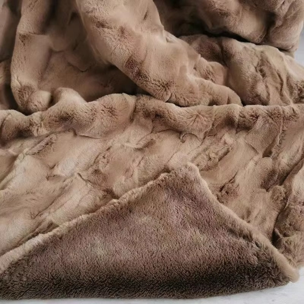 Plush Double-Layer Faux Fur Throw Blanket