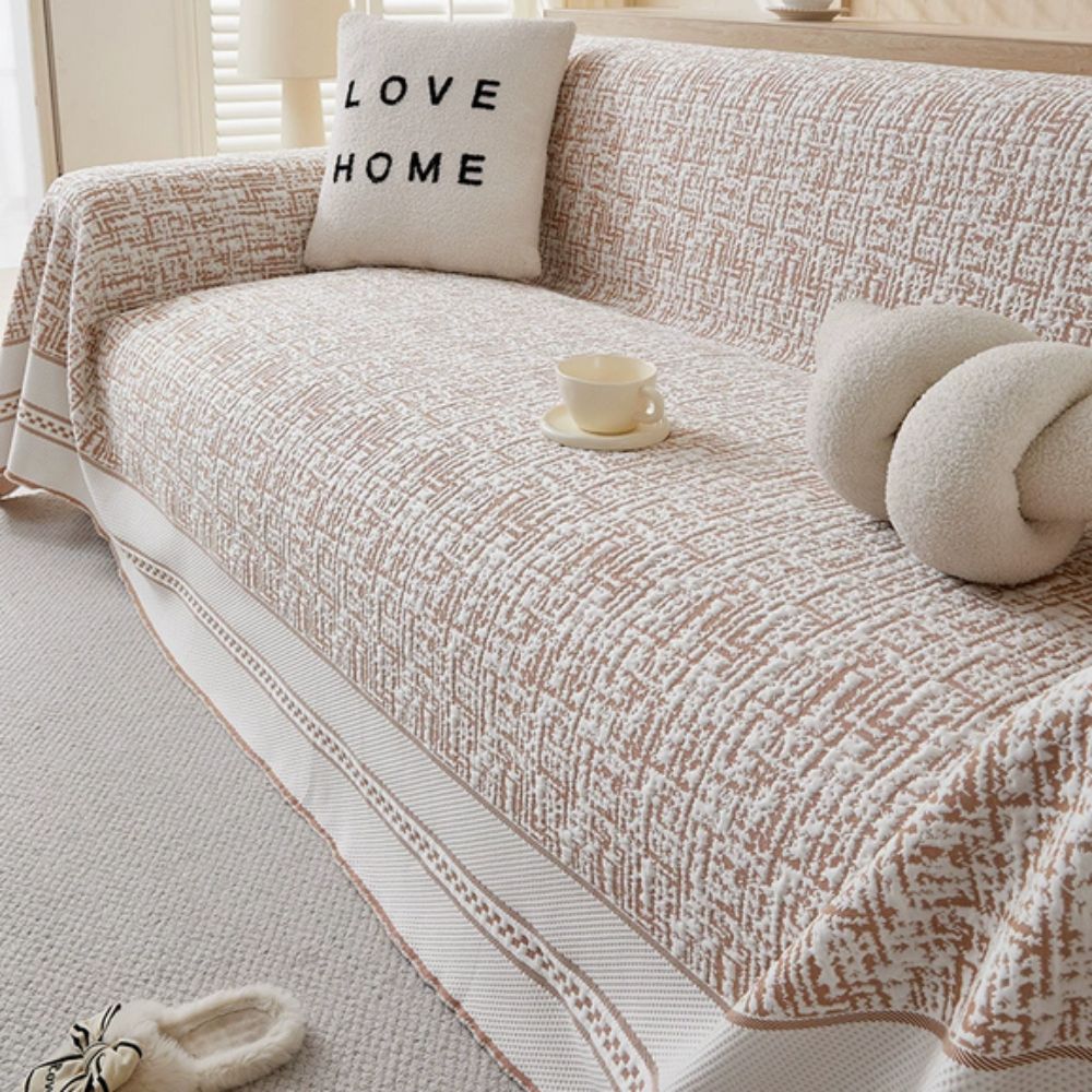 Stretchable Ice Silk Sofa Cover in Neutral Tones