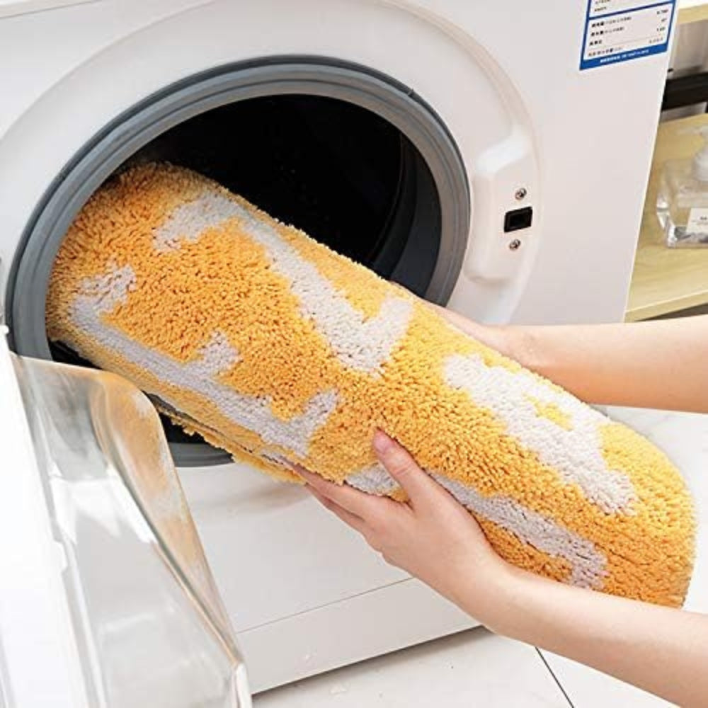 Non-Slip Lemon Bath Mat in Soft Cotton Microfibre