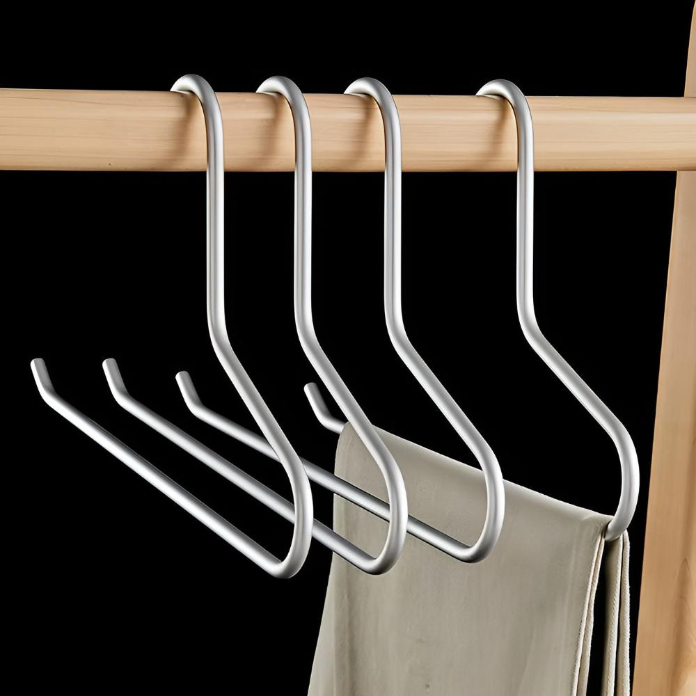 Minimalist Metal Wardrobe Hangers with Non-Slip Coating - Set of 5