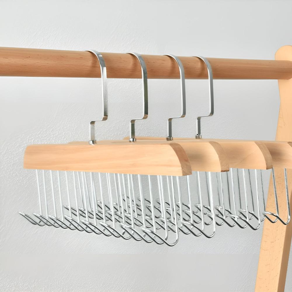 360° Rotating Wood Space Saver Rack with 8 Hooks