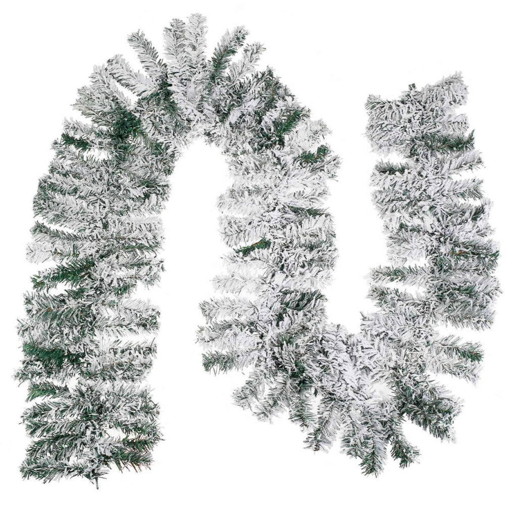Snow Flocked Christmas Garland with Artificial Pine and Cedar