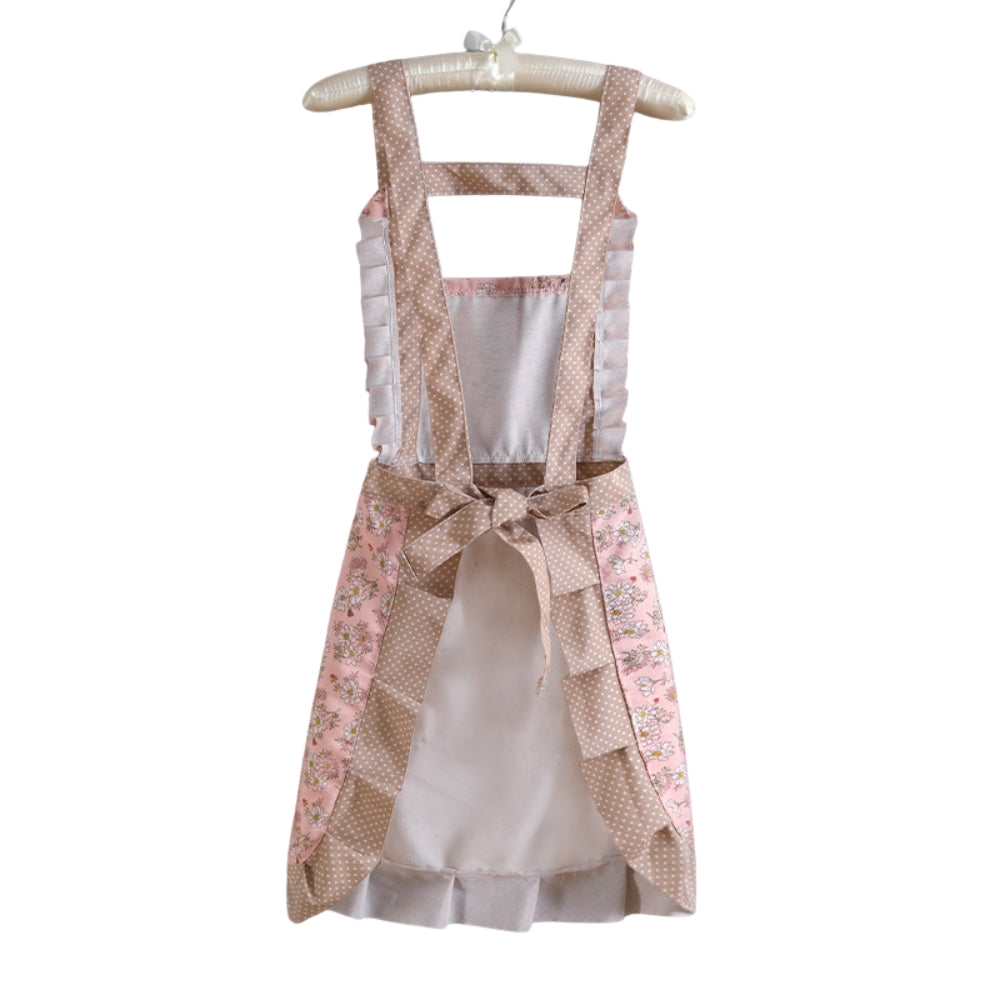 Floral Cotton Kitchen Apron with Pockets