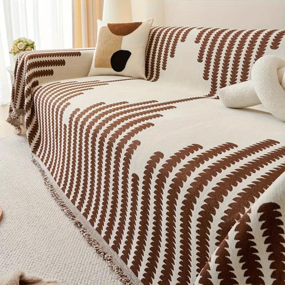 Chenille Monochrome Fern Sofa Cover