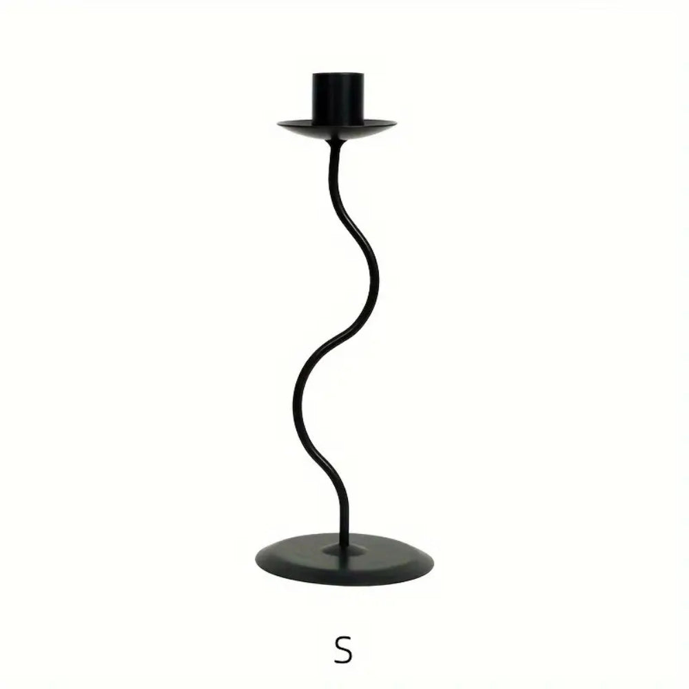 Sculpted Curved Iron Candle Holder