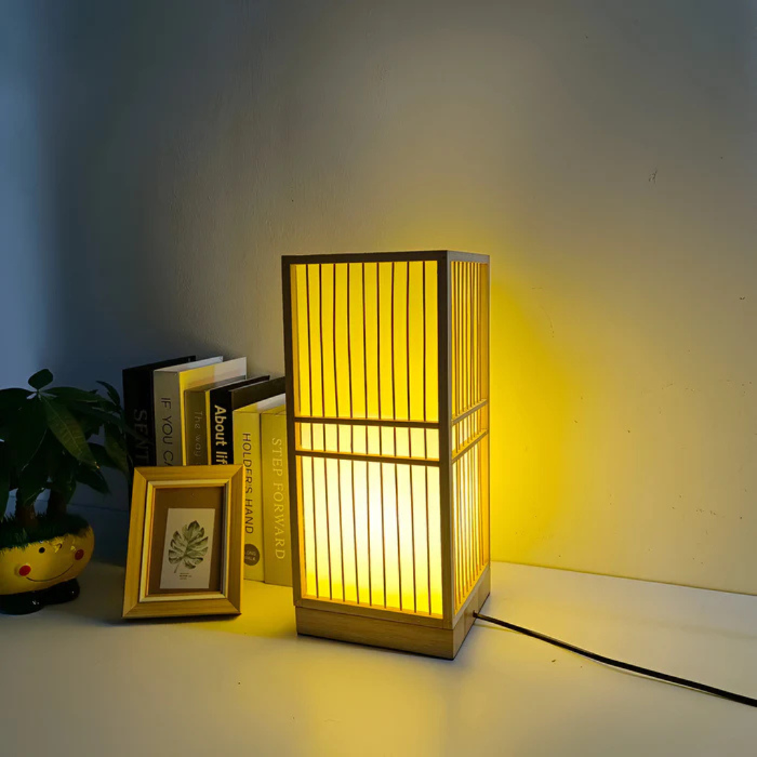 Japanese Bamboo LED Table Lamp for Calming Ambiance
