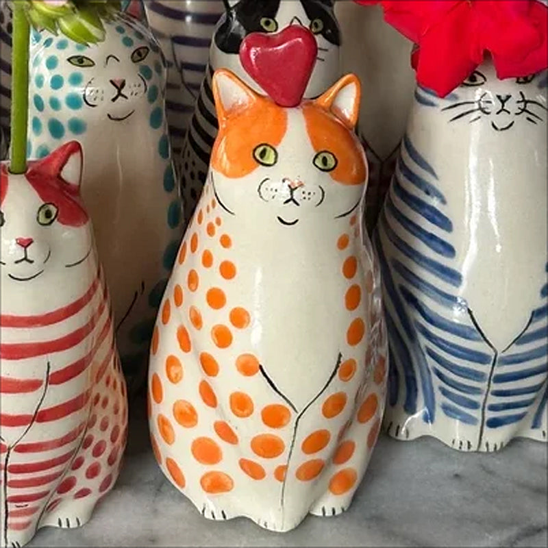 Dotted Cat Ceramic Vase 5.5 Inch