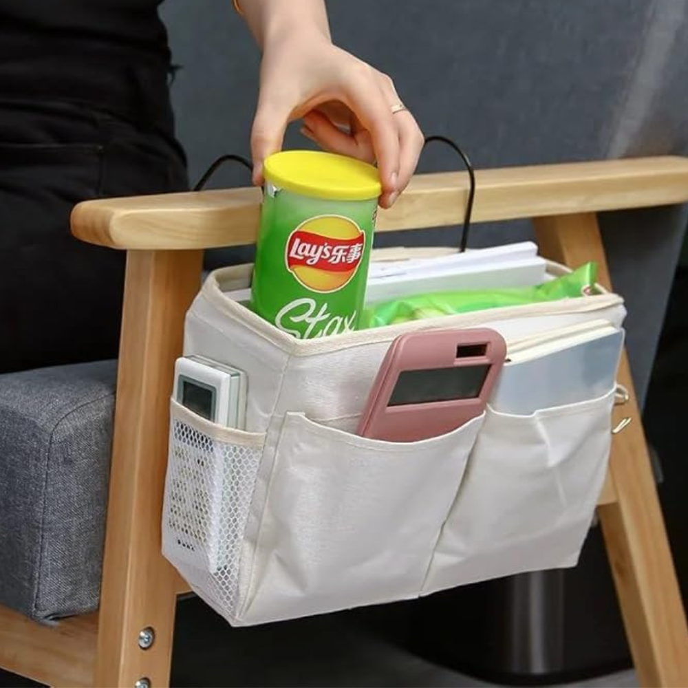 Multi-Pocket Hanging Organizer Bag with Side Hooks