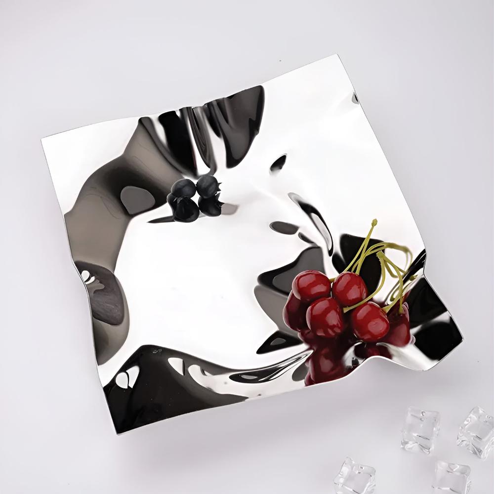 Sculpted Chrome Accent Tray for Jewelry and Accessories