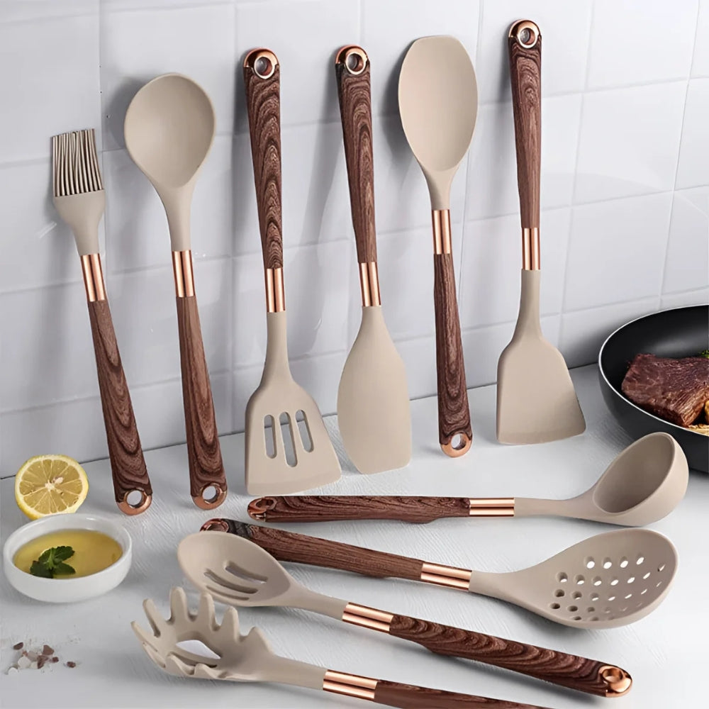 Luxe Heat-Resistant Silicone Cooking Utensils Set - 10 Pieces