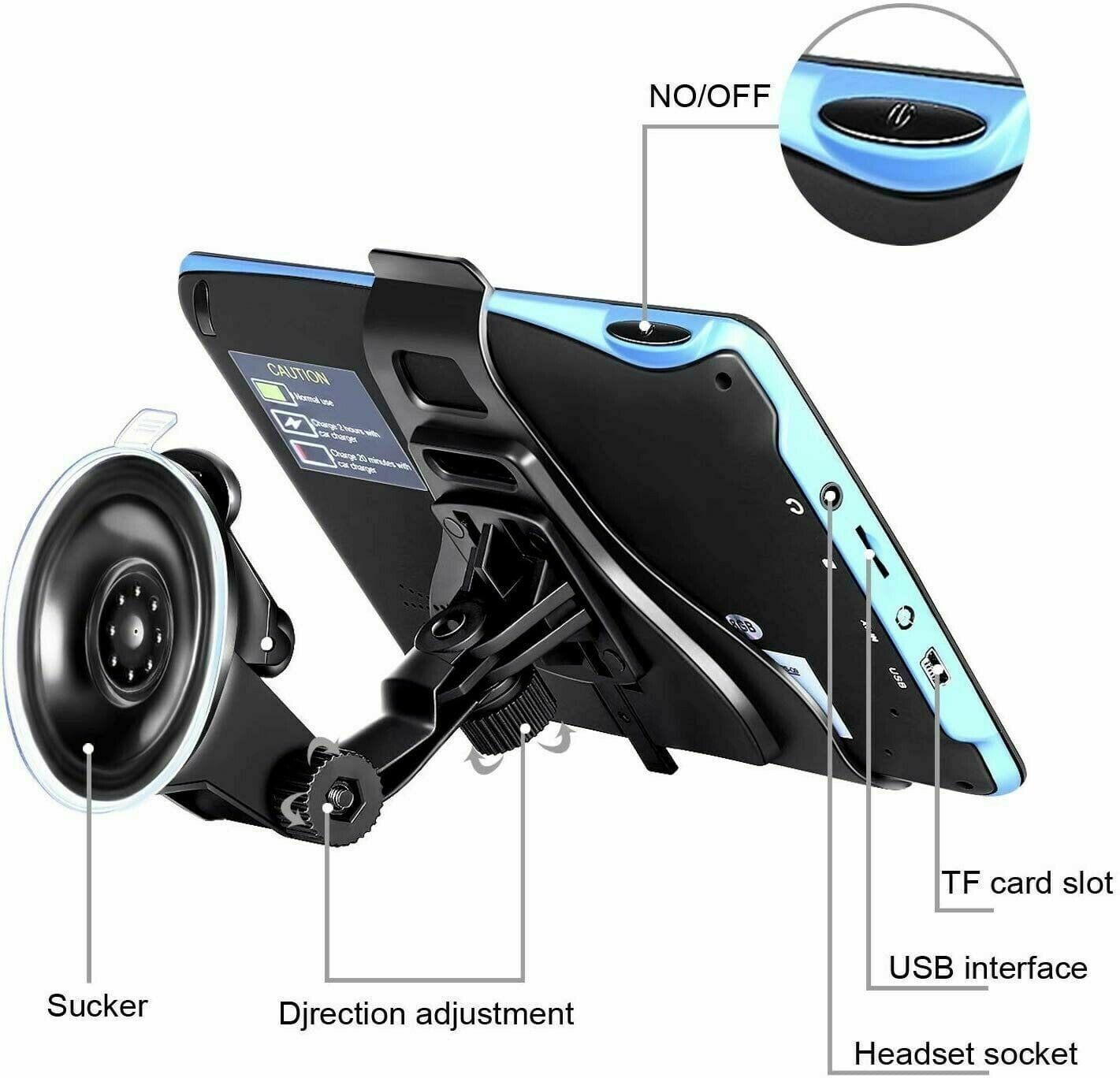 7-Inch GPS Navigation System for Car and Truck with Real-Time Traffic Updates and Voice Guidance