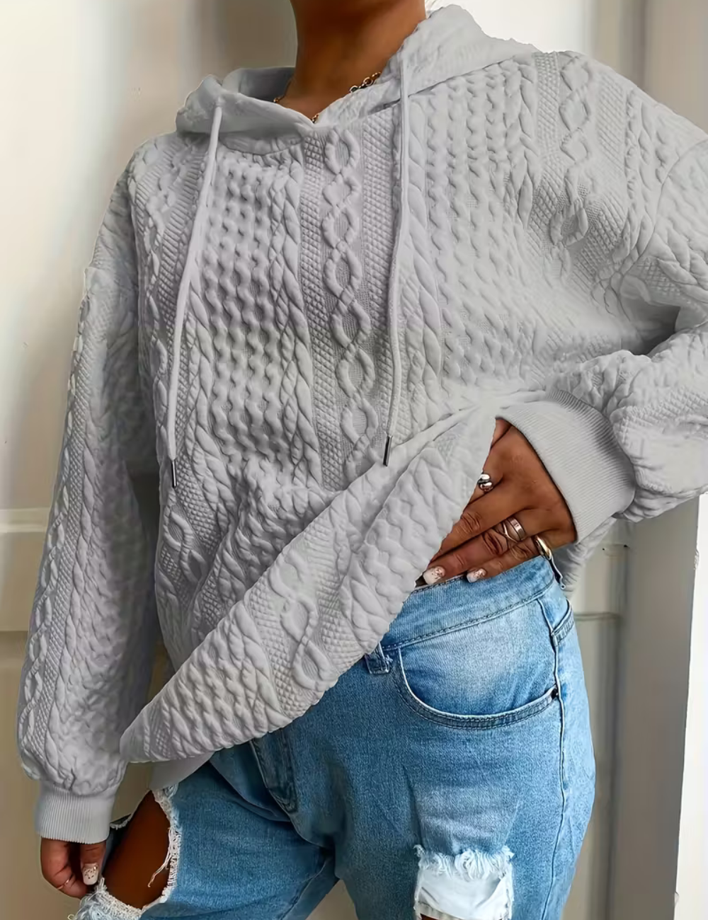 Clara | Ladies' Cable Knit Hoodie