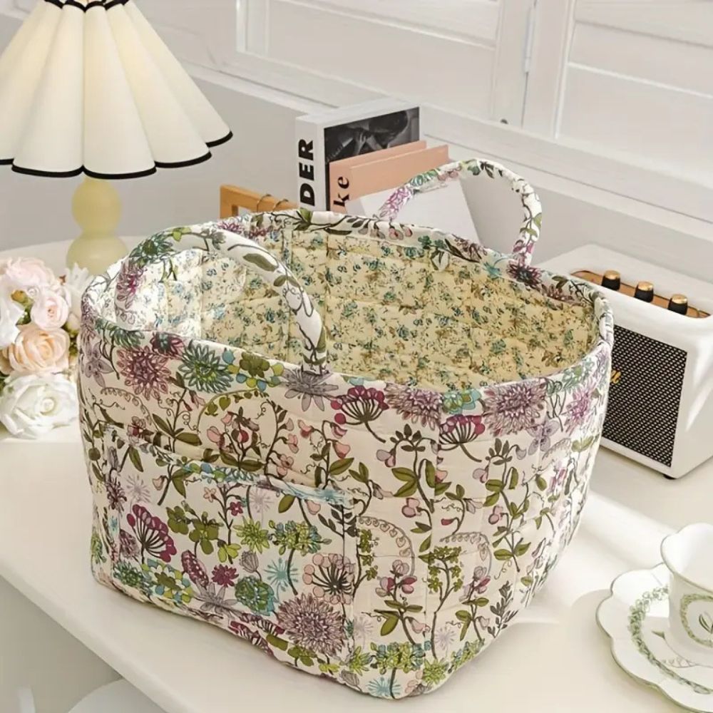 Floral Canvas Storage Basket for Organizing Essentials