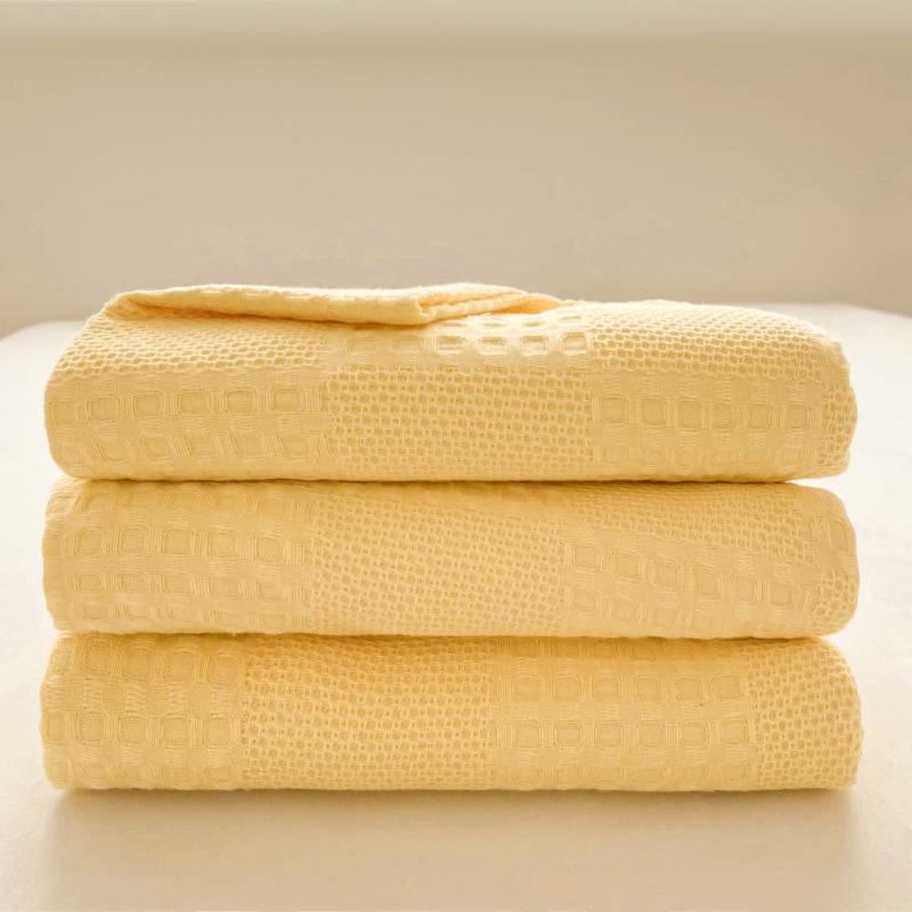 Blush Organic Cotton Waffle Checkered Blanket