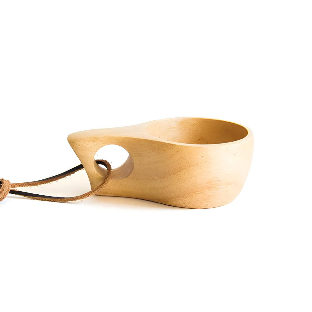 Natural Rubberwood Handcrafted Mug Set