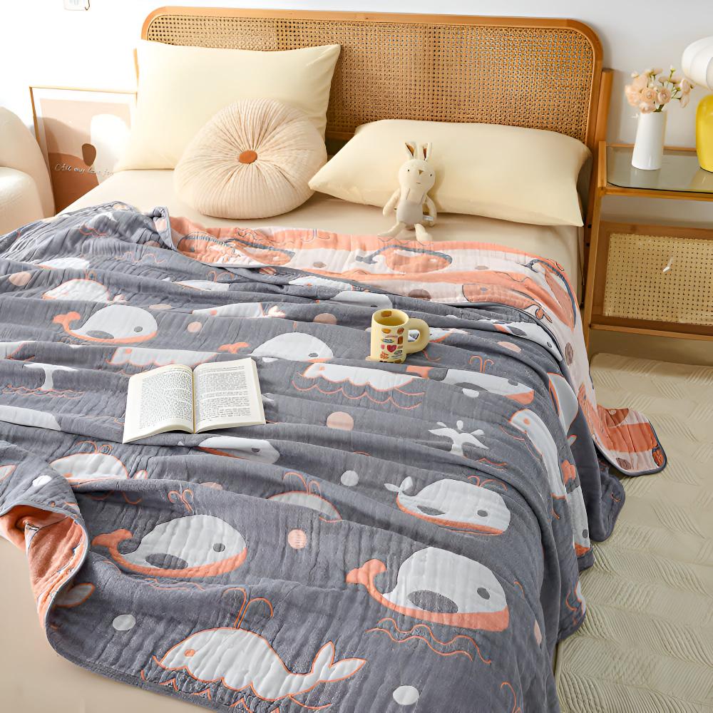 Whale Print Organic Cotton Blanket