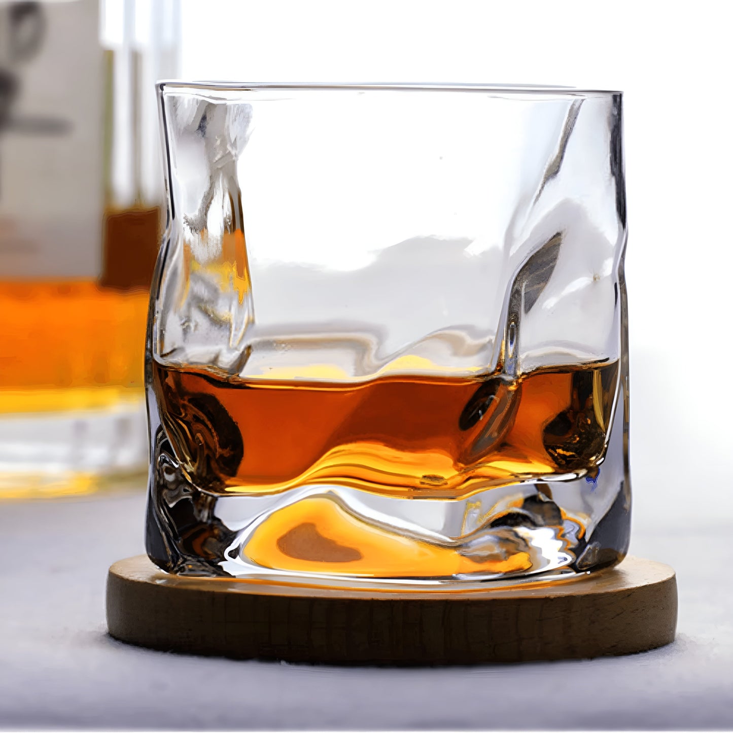 Edo Kiriko Hand-Cut Whiskey Glass with Unique Crumple Design