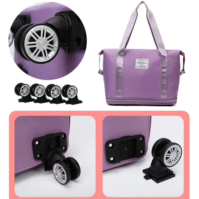 Expandable Travel Bag with Universal Wheels - Durable Waterproof Fabric