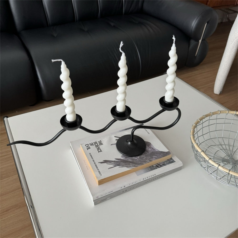 Tri Iron Twisted Candle Holder for Elegant Home Decor