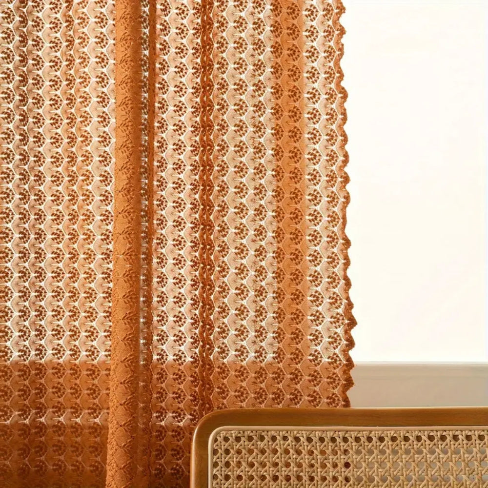 Amber Glow Bohemian Crochet Curtain