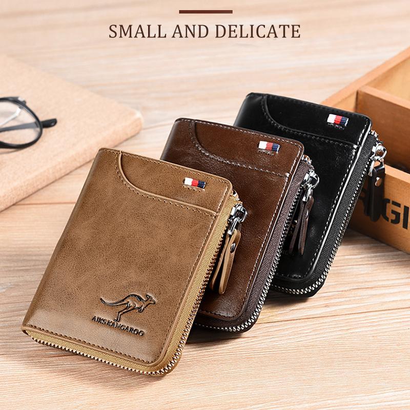Compact RFID Wallet with Zip Closure for Cards and Cash