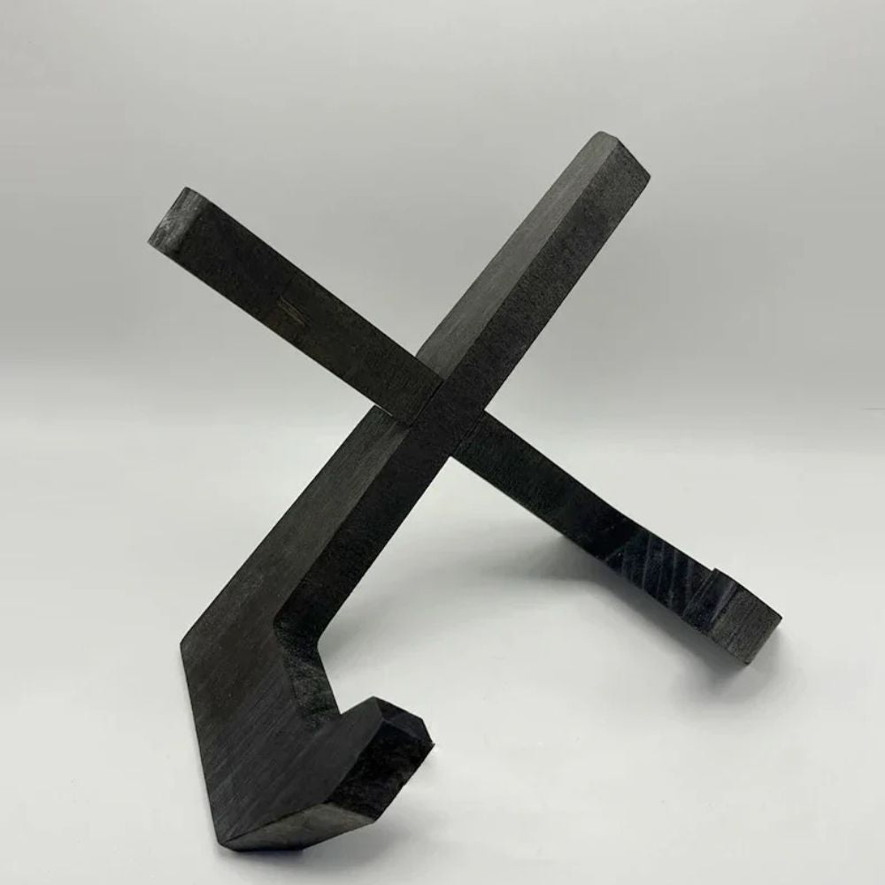Charcoal Pine Wood Recipe Book Stand with X-Frame Design