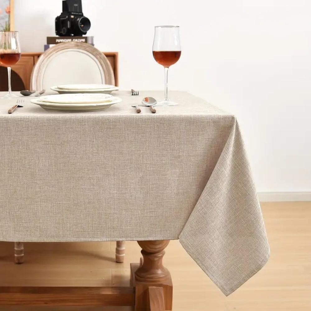 Cotton-Linen Blend Minimalist Rectangle Tablecloth